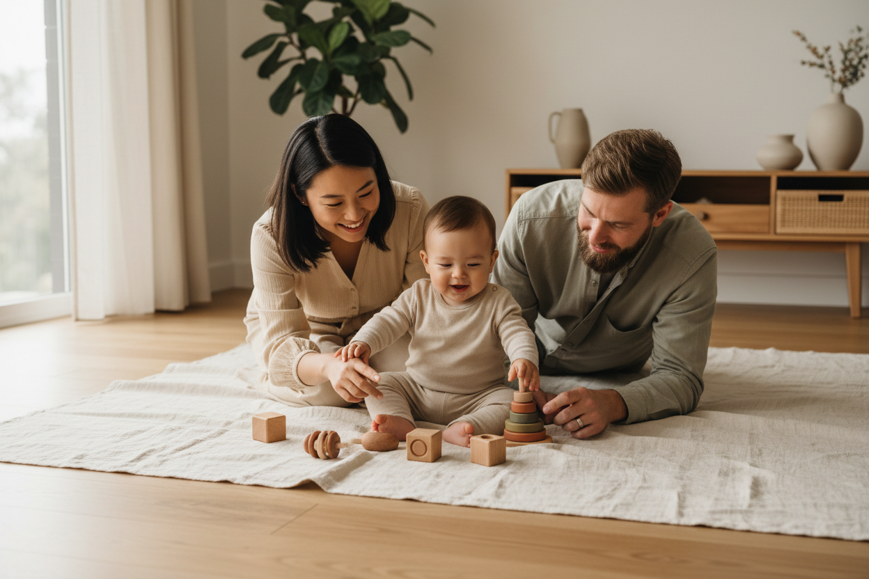 Six to twelve months is when babies become confident explorers. Our infant collection features toys that are perfectly designed for this stage of development.