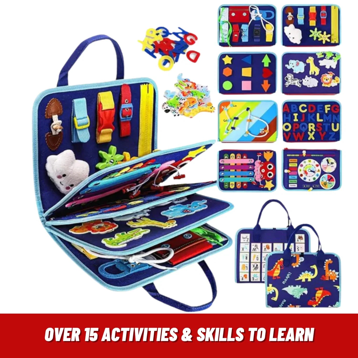  7-in-1, activity board, busyboard, Created by Product Upload, educational toy, fine motor skills, kids learning, Montessori busyboard, sensory play, toddler toy Montessori Busy Board – 08 Activities in 01 Educational Travel Busy Book