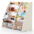 Natural wood Montessori 2-in-1 books and toys shelf for children's room – ForFullFun