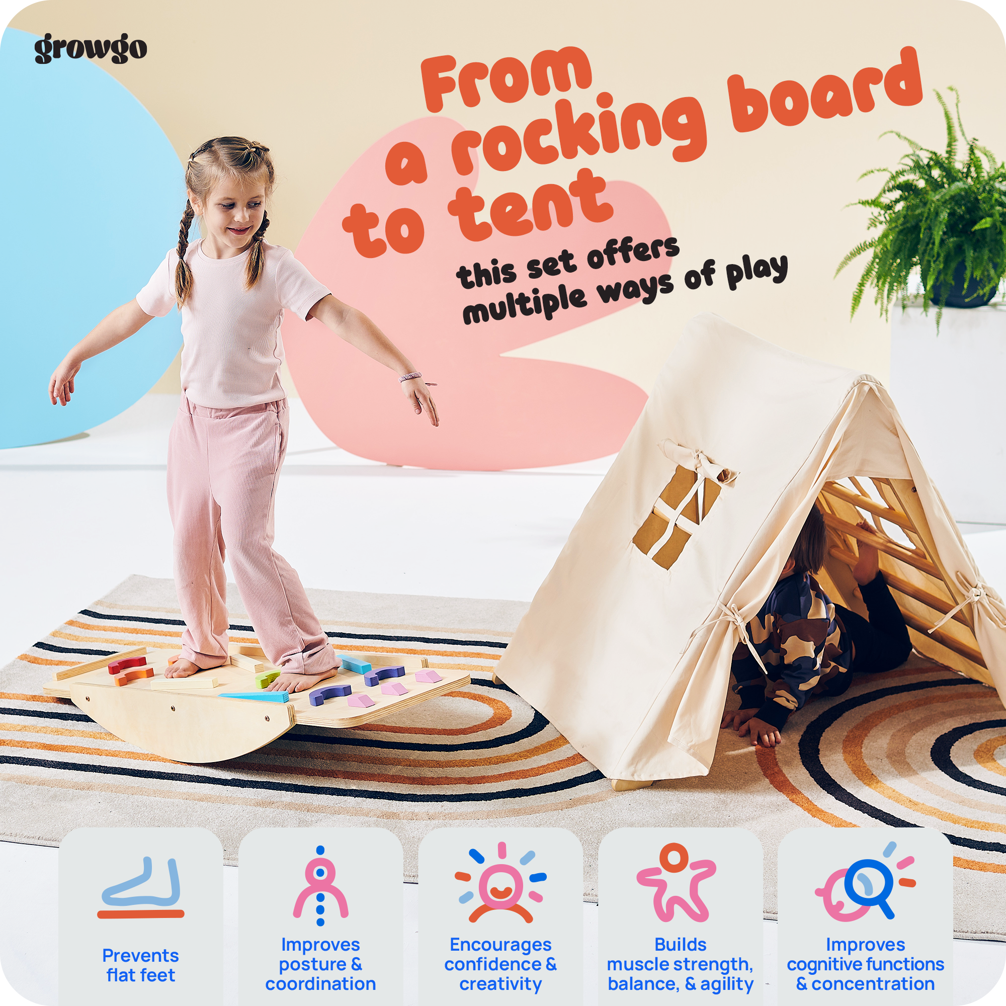 Bundle: Pikler Triangle + Stepping Stones + Balance Beams | ForFullFun Toddler Toys