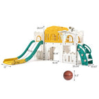 For Full Fun-8-in-1 Toddler Slide and Climber Set | Indoor Outdoor Playset with Basketball Hoop, Tunnel & Toy Storage | Safe HAPE & PP Material for Kids 1-3 (Orange/Green)-Toys & Games > Learning & Education Toys > Early Development & Activity Toys