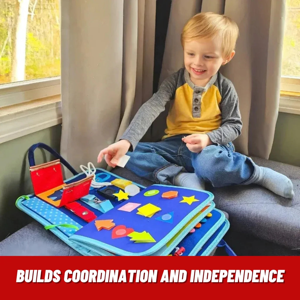  7-in-1, activity board, busyboard, Created by Product Upload, educational toy, fine motor skills, kids learning, Montessori busyboard, sensory play, toddler toy Montessori Busy Board – 08 Activities in 01 Educational Travel Busy Book