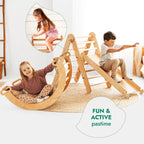 For Full Fun-4in1 Montessori Climbing Set: Triangle Ladder + Climbing Arch + Slide Board & Cushion – Beige-4in1 Playsets