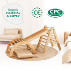 For Full Fun-4in1 Montessori Climbing Set: Triangle Ladder + Climbing Arch + Slide Board & Cushion – Beige-4in1 Playsets