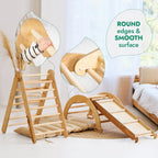 For Full Fun-4in1 Montessori Climbing Set: Triangle Ladder + Climbing Arch + Slide Board & Cushion – Beige-4in1 Playsets