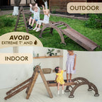 For Full Fun-5in1 Montessori Climbing Set: Triangle Ladder, Climbing Arch, Slide, Net & Cushion – Chocolate-5in1 Playsets