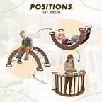 For Full Fun-5in1 Montessori Climbing Set: Triangle Ladder, Climbing Arch, Slide, Net & Cushion – Chocolate-5in1 Playsets