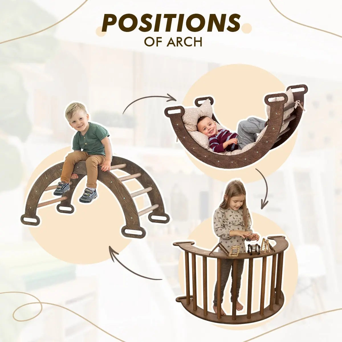 For Full Fun-5in1 Montessori Climbing Set: Triangle Ladder, Climbing Arch, Slide, Net & Cushion – Chocolate-5in1 Playsets