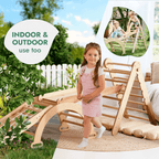 For Full Fun-5in1 Montessori Climbing Set: Triangle Ladder + Arch/Rocker + Slide Board/Ramp + Netting rope + Cushion-5in1 Playsets