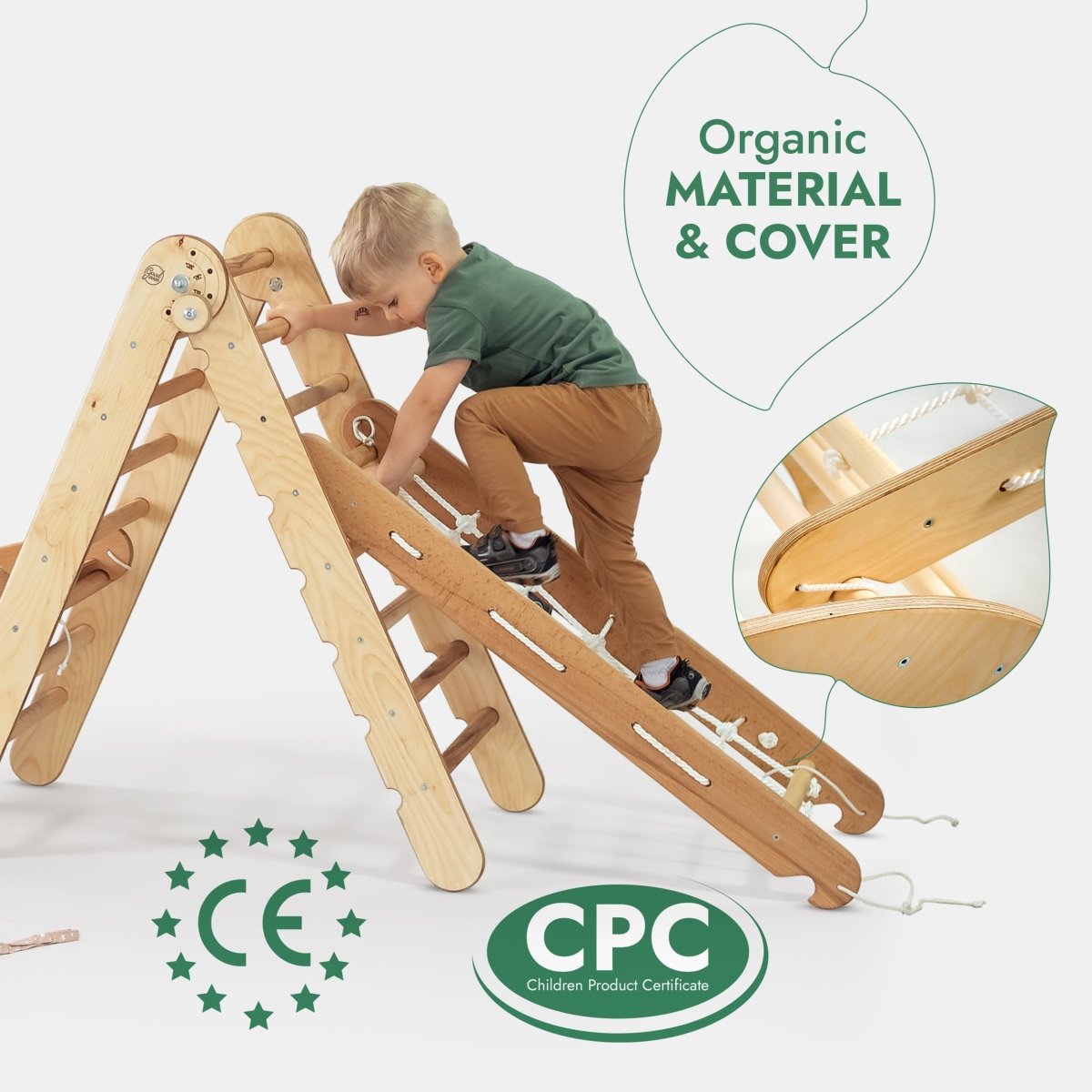 For Full Fun-5in1 Montessori Climbing Set: Triangle Ladder + Arch/Rocker + Slide Board/Ramp + Netting rope + Cushion-5in1 Playsets