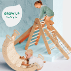 For Full Fun-5in1 Montessori Climbing Set: Triangle Ladder + Arch/Rocker + Slide Board/Ramp + Netting rope + Cushion-5in1 Playsets