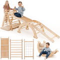 5-in-1 Montessori climbing set with triangle, arch rocker, slide ramp, netting rope and cushion – ForFullFun