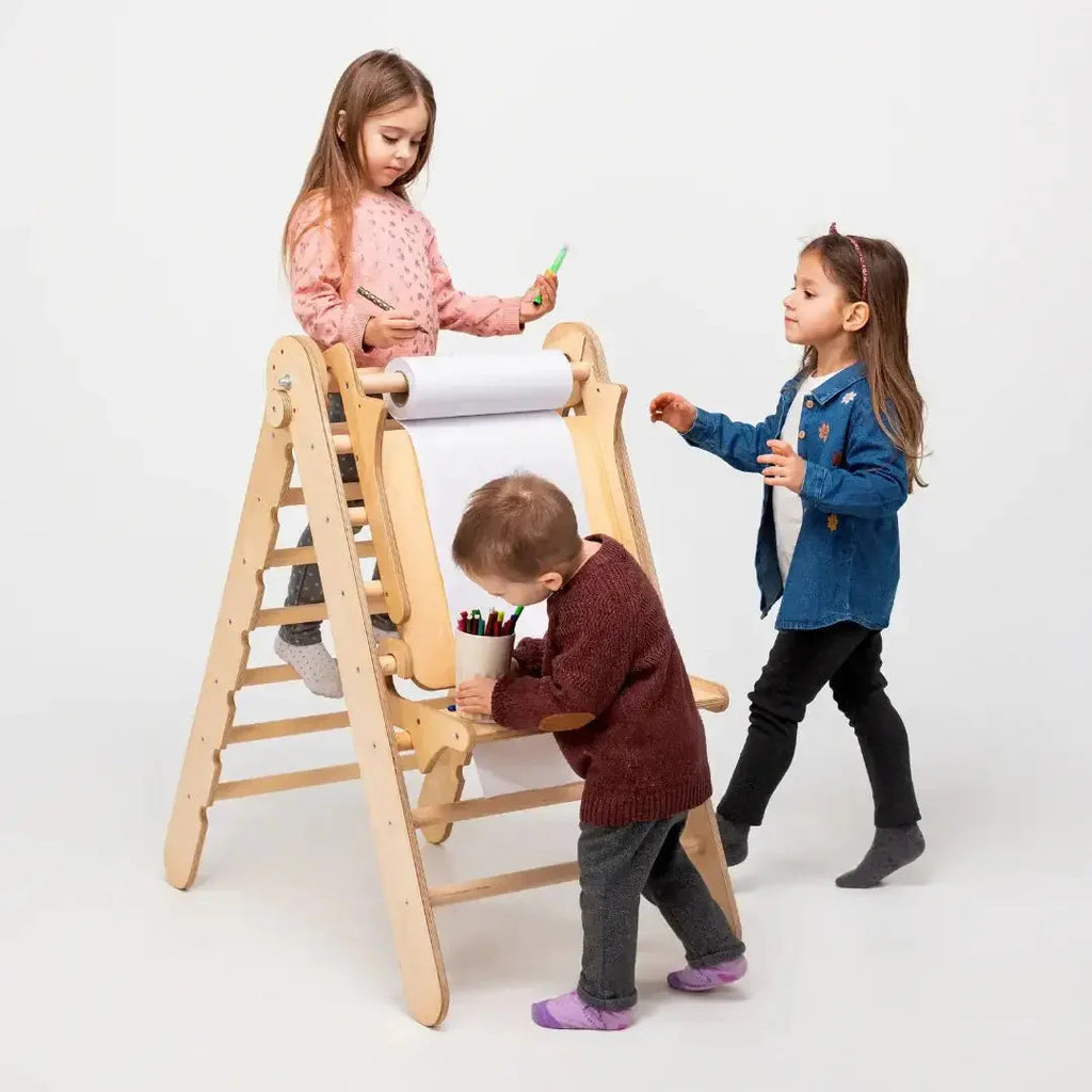 For Full Fun-5in1 Montessori Climbing Set: Triangle Ladder + Climbing Arch + Slide Board + Climbing Net + Art Addition-5in1 Playsets