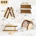 For Full Fun-5in1 Montessori Climbing Set: Triangle Ladder, Climbing Arch, Slide, Net & Cushion – Chocolate-5in1 Playsets