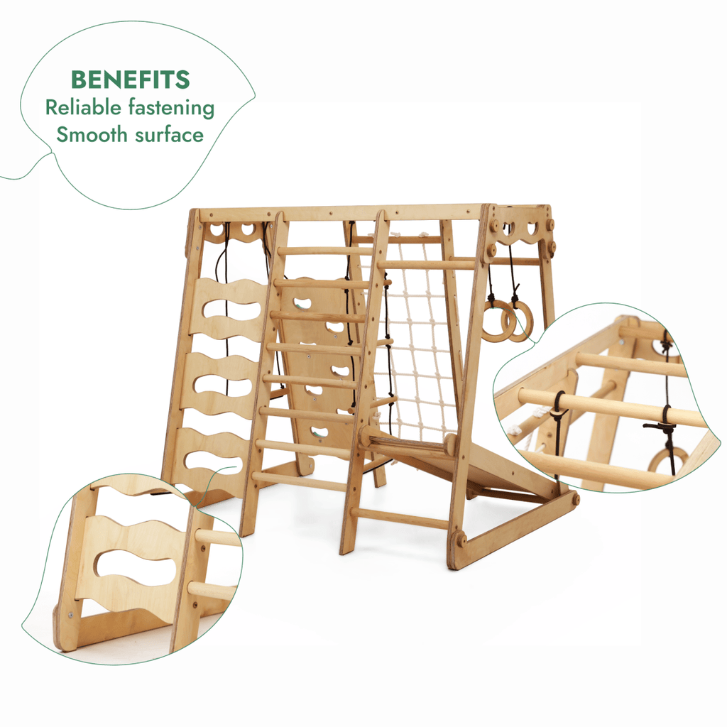 For Full Fun-6in1 Indoor Jungle Gym for Toddler: Playground + Swings Set + Slide Board + Rope + Stairs-6in1 Playsets