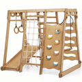 6-in-1 indoor wooden jungle gym with swings, slide board, rope and stairs for children – ForFullFun