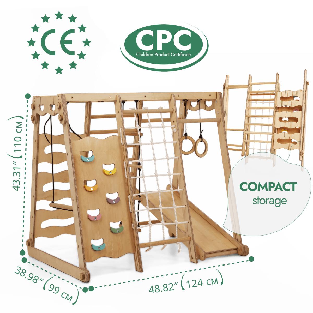 For Full Fun-6in1 Indoor Jungle Gym for Toddler: Playground + Swings Set + Slide Board + Rope + Stairs-6in1 Playsets
