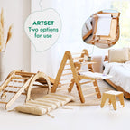 For Full Fun-6in1 Montessori Climbing Set: Triangle Ladder + Arch/Rocker + Slide/Ramp + Net + Cushion + Art Addition-6in1 Playsets