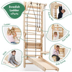 For Full Fun-6in1 Wooden Swedish Wall / Climbing ladder for Children + Swing Set + Slide Board-Swedish wall
