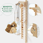 For Full Fun-6in1 Wooden Swedish Wall / Climbing ladder for Children + Swing Set + Slide Board-Swedish wall