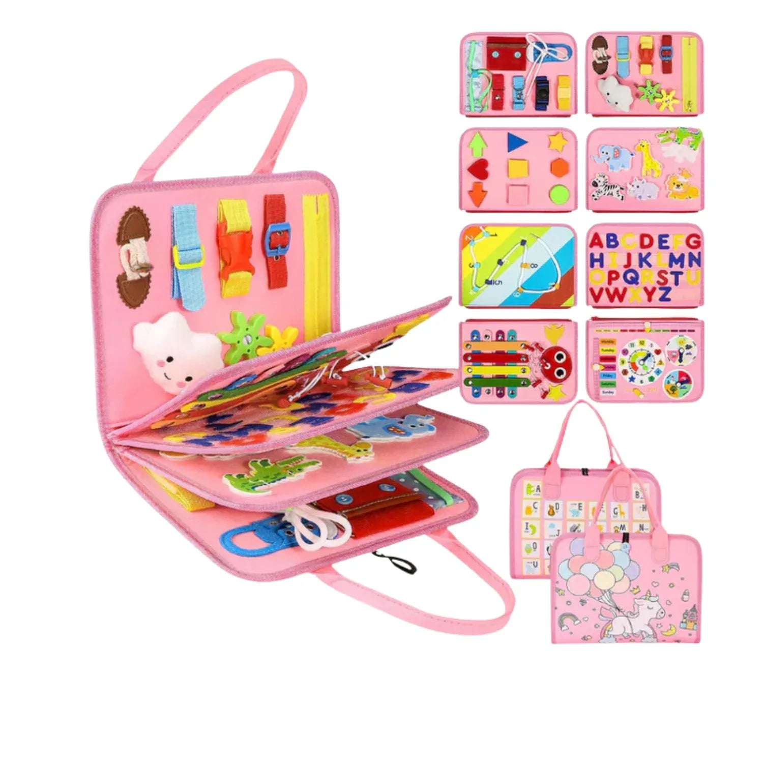  7-in-1, activity board, busyboard, Created by Product Upload, educational toy, fine motor skills, kids learning, Montessori busyboard, sensory play, toddler toy Montessori Busy Board – 08 Activities in 01 Educational Travel Busy Book