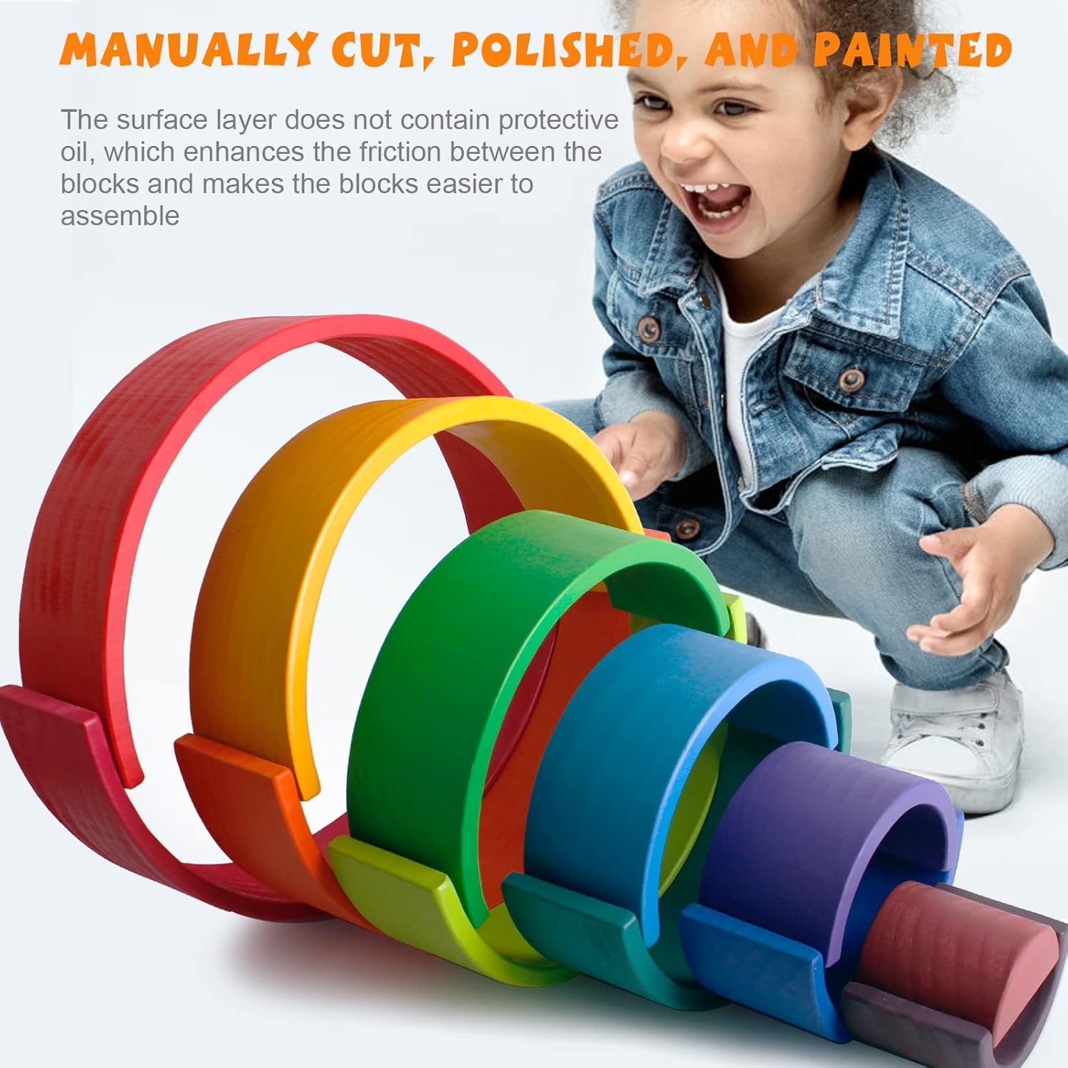 Large Rainbow Stacker | 12-Piece Wooden Toy, Ages 1+ – For Full Fun