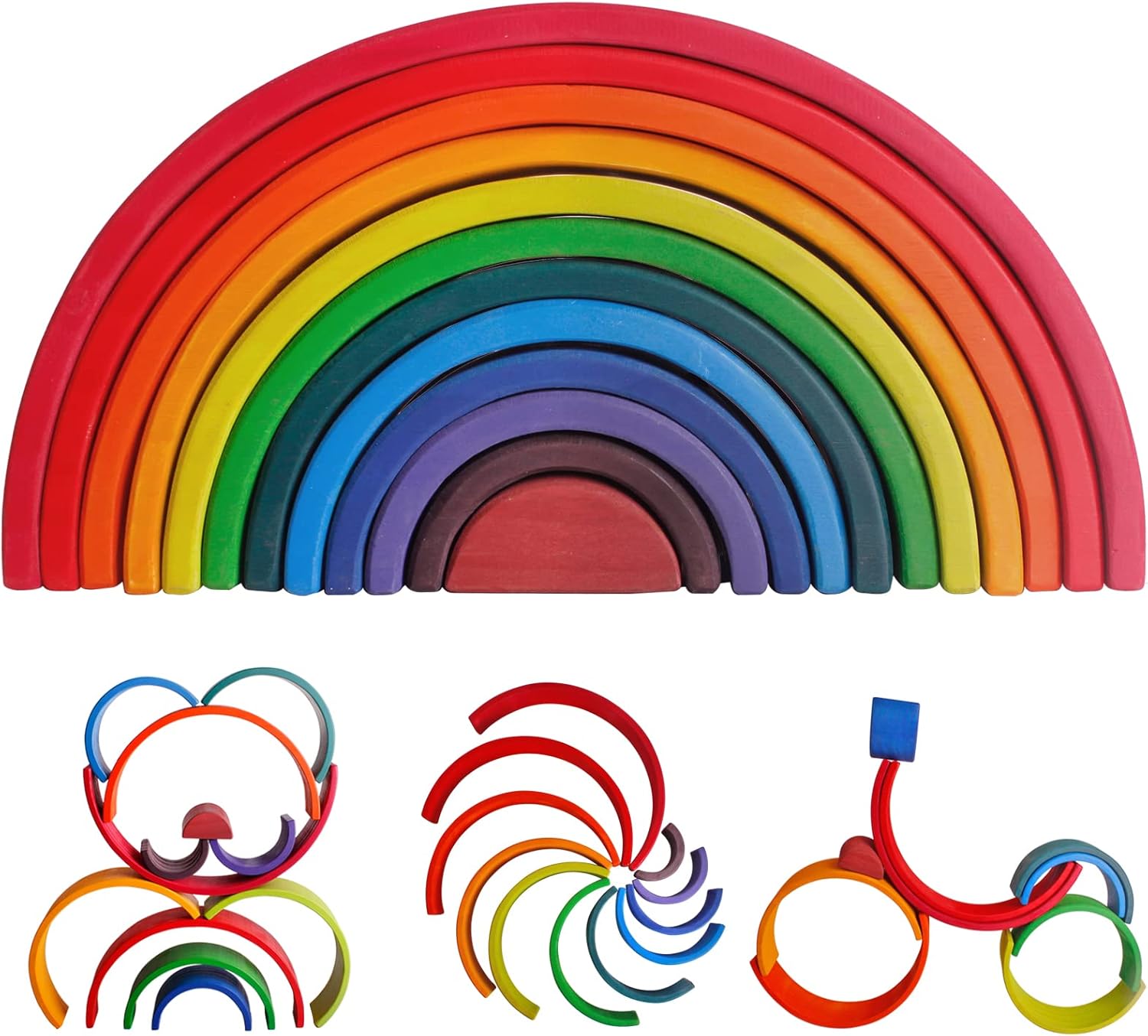 Large Rainbow Stacker | 12-Piece Wooden Toy, Ages 1+ – For Full Fun