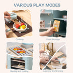 For Full Fun-Wooden Kitchen Playset for Kids Age 3+ | Kitchen Washer, Fridge & Oven – Blue-Toys & Games > Toys > Play Sets & Toy Figures > Toy Kitchens & Play Food