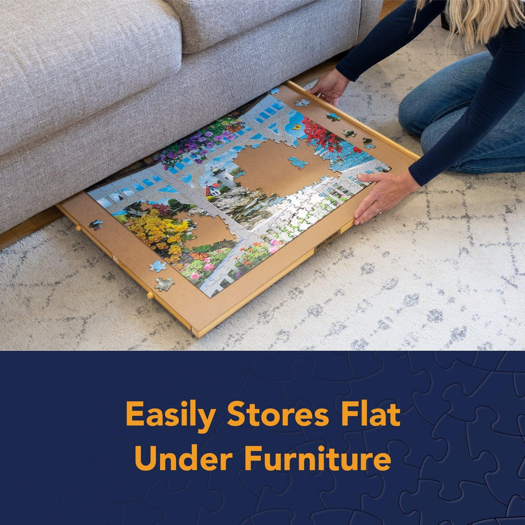  Bits and Pieces Jumbo Puzzle Plateau Jigsaw Puzzle Organizer 26" x 34", Wooden, 1500 PCS, 4 Trays