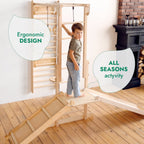 For Full Fun-7in1 Jungle Play Set for Kids: Swedish Ladder+ Monkey Bars + Swing Set + Slide Board + Ramp-Swedish wall