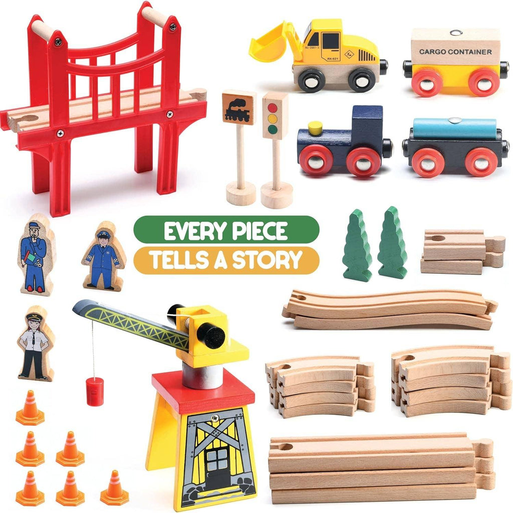Forfullfun Toys Kids, Toys, Train Set Wooden Train Track Set
