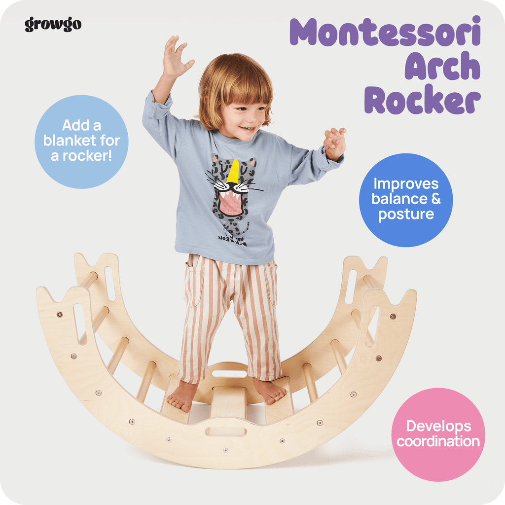 Montessori 2-in-1 Climbing Arch & Rocker | ForFullFun Toddler Toys