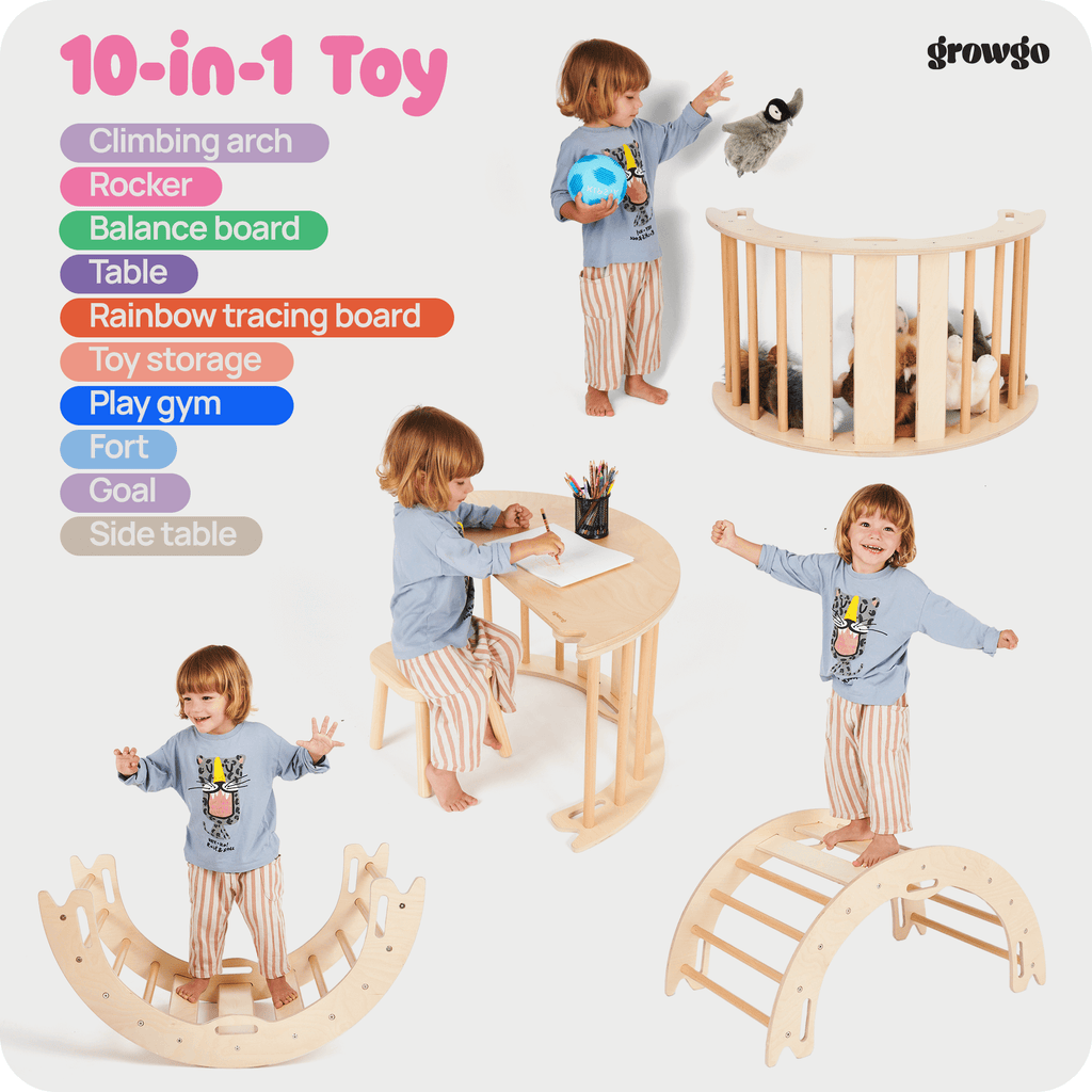 Montessori 4-in-1 Climbing Arch with Tabletop | ForFullFun Toddler Toys