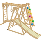 For Full Fun-Bazel 6-in-1 Pikler Climber Set (Triangle, Arch & Slide)-Climbing Structures