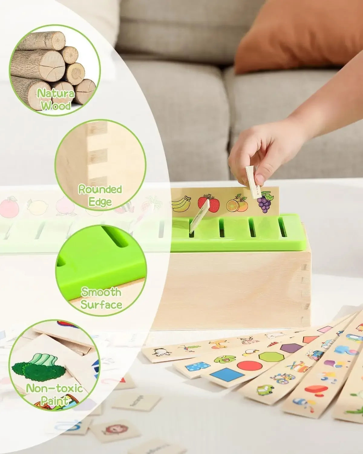  Wooden Sorting & Matching Toy Box