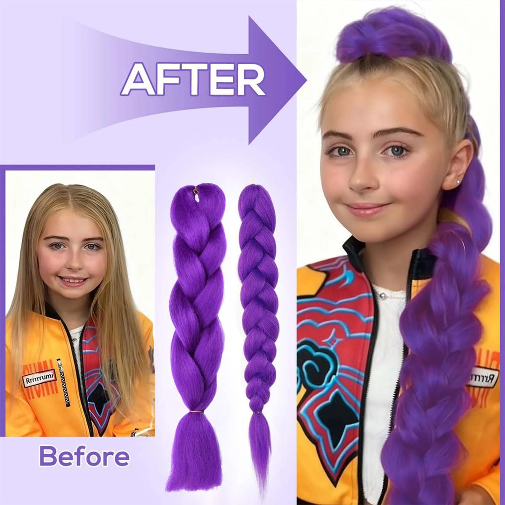 Synthetic 24inch Long Purple Braiding Hair Extensions for Braids Ru mi Braiding Hair for Stage Party Cosplay,Multi-colored Braid - AliExpress 200165144 4