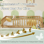 Montessori Floor Bed - Toddler Floor Bed with rail - Twin Size