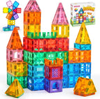 Magnetic building tiles set by For Full Fun, 50-piece set with colorful plastic tiles compatible with Magna-Tiles for creative play.