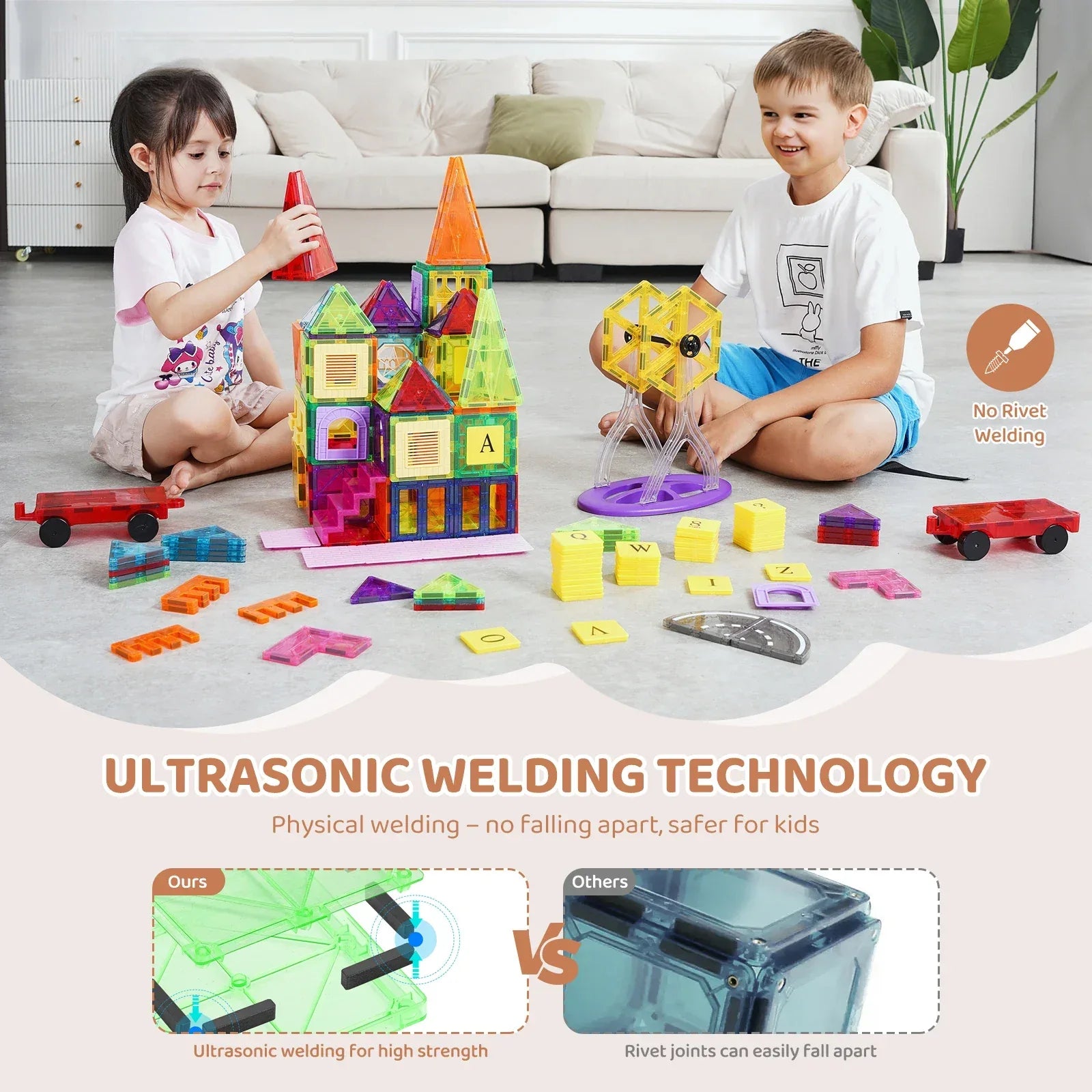  building set, educational toys, kids creative play, magnetic building blocks, magnetic tiles, Montessori toys, STEM toys 181-Piece Magnetic Building Tiles Set for 3+