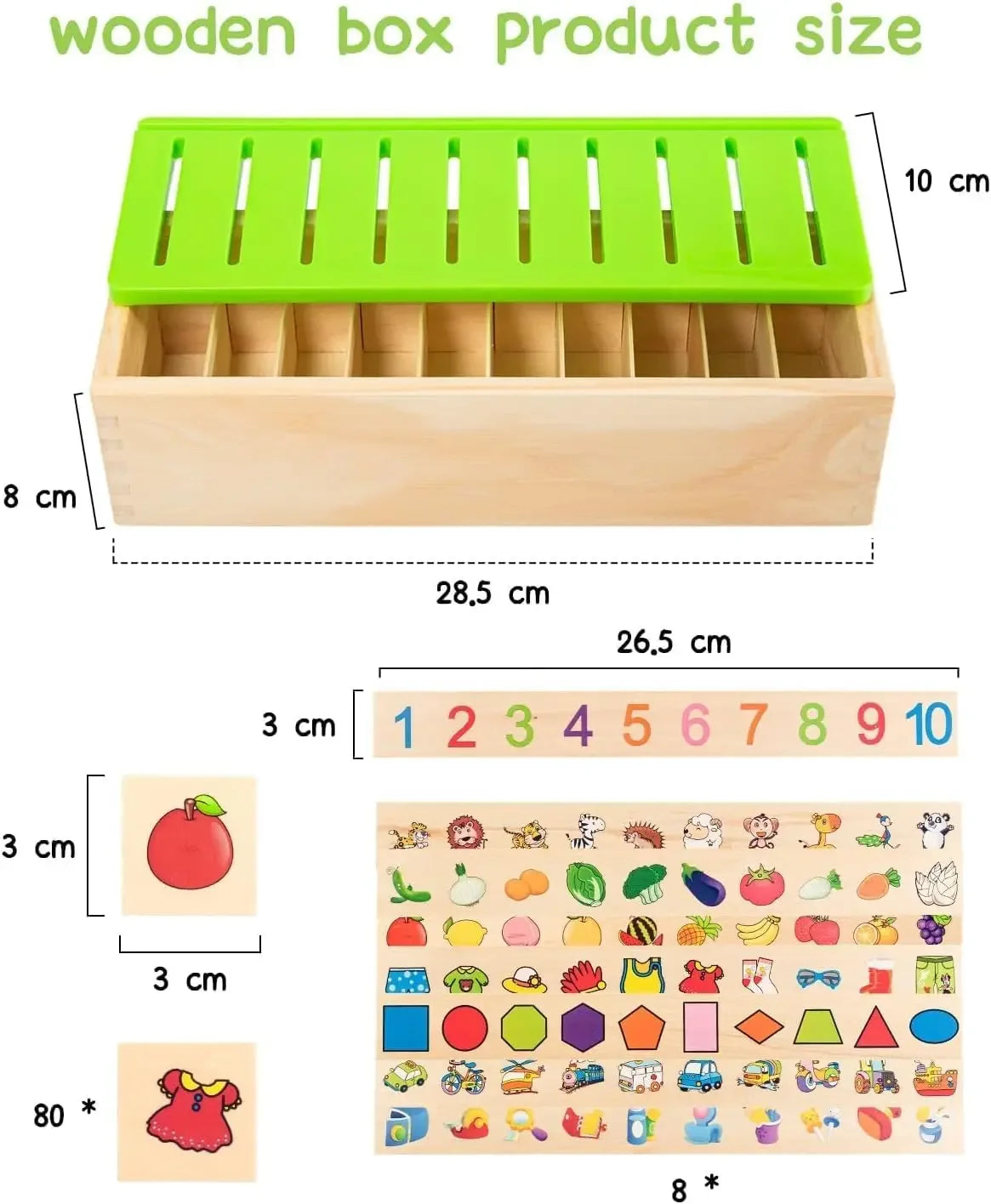  Wooden Sorting & Matching Toy Box