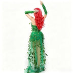 Sexy Halloween Costume Dress Adult Leaf Sequin Dance Dress Mini Skirt V-Neck Sleeveless Polyester Fiber Empire Waistline 6
