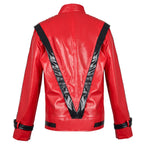 Michael Jackson Cosplay Red Faux Leather Costume Halloween Party Stage Performance Role Play Full Outfit 5