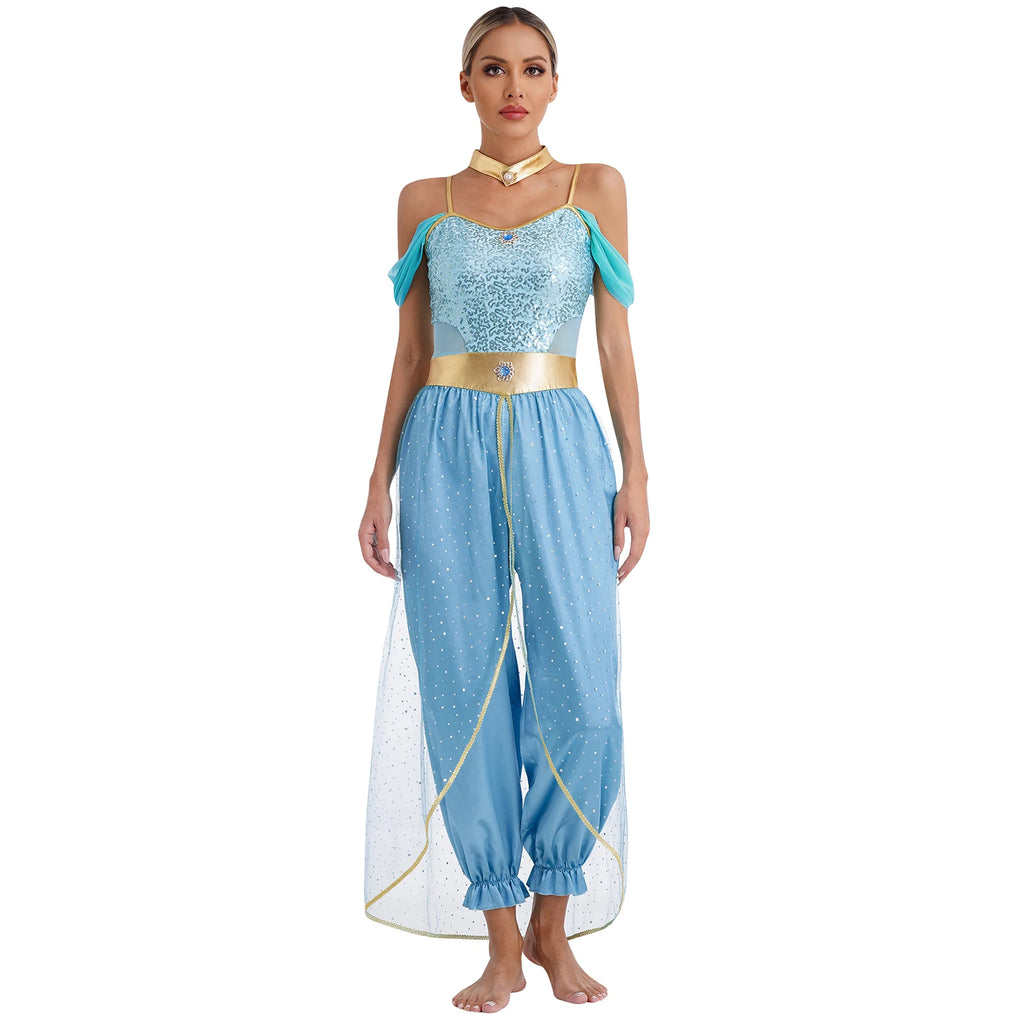 Festival Arabian Princess Costumes Indian Dance Embroider Bollywood Jasmines Costume Party Halloween Cosplay Jasmines Outfit 10