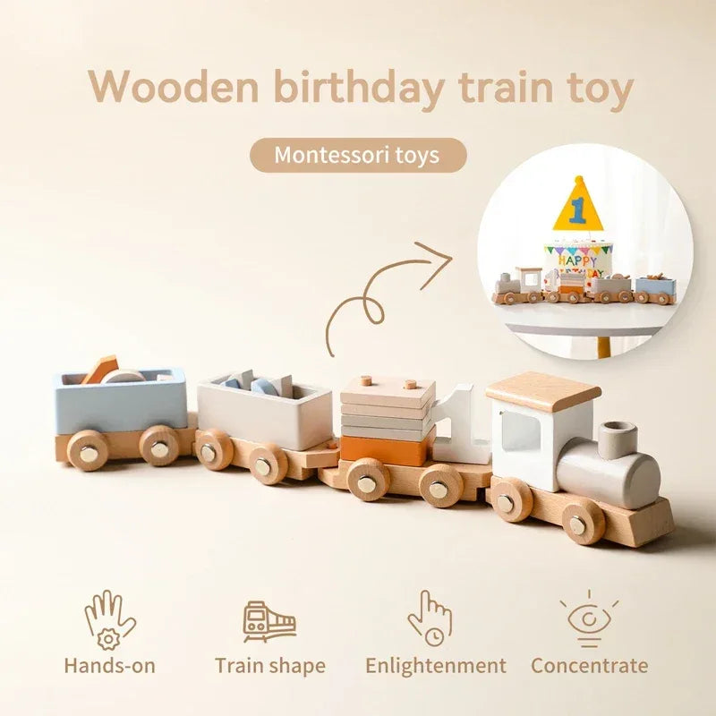  Wooden Birthday Train Toy