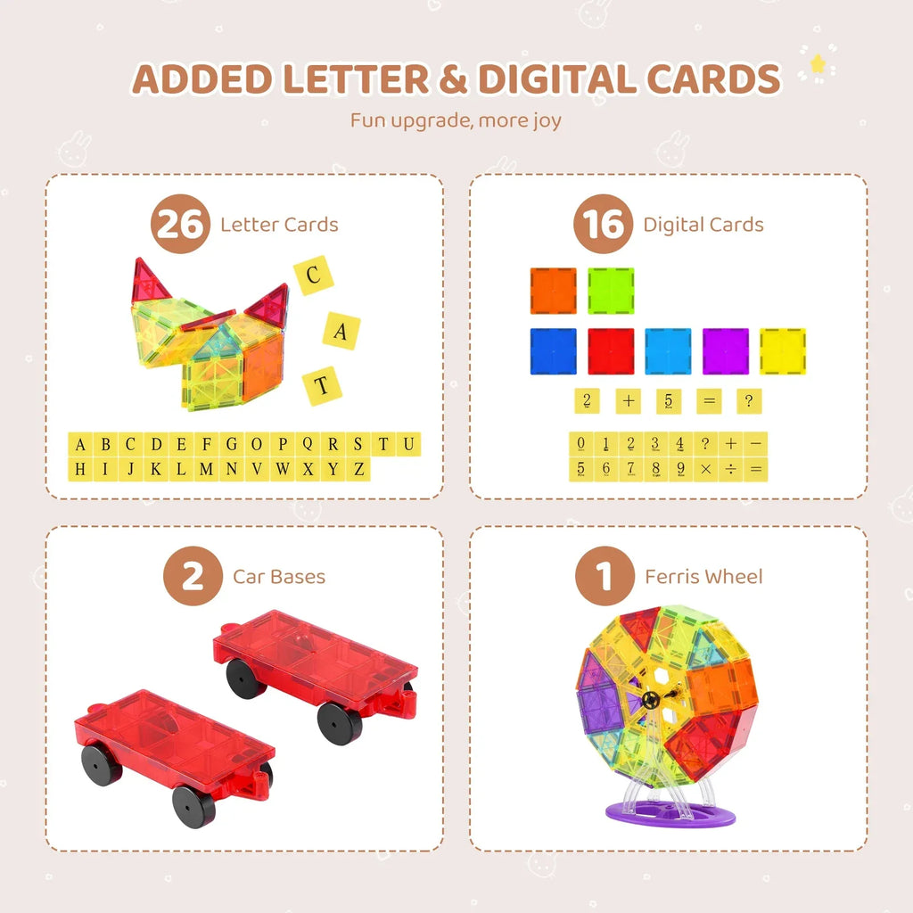  building set, educational toys, kids creative play, magnetic building blocks, magnetic tiles, Montessori toys, STEM toys 181-Piece Magnetic Building Tiles Set for 3+