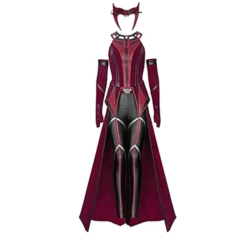 Scarlet Cosplay Witch Maximoff Wanda Vision Cosplay Costume Headwear Cloak and Pants Full Set Outfit Halloween Accessories Props 2