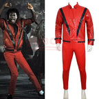 Michael Jackson Cosplay Red Faux Leather Costume Halloween Party Stage Performance Role Play Full Outfit 1