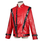 Michael Jackson Cosplay Red Faux Leather Costume Halloween Party Stage Performance Role Play Full Outfit 4