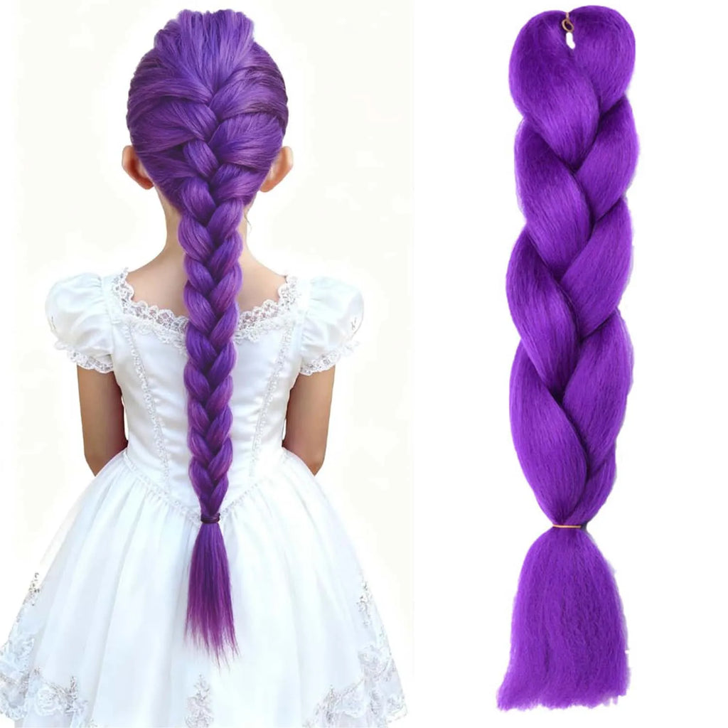 Synthetic 24inch Long Purple Braiding Hair Extensions for Braids Ru mi Braiding Hair for Stage Party Cosplay,Multi-colored Braid - AliExpress 200165144 1