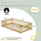Montessori Floor Bed - Toddler Floor Bed with rail - Twin Size